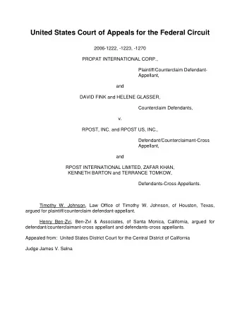 United States Court of Appeals for the Federal Circuit  2006-1222, -1223, -1270  PROPAT