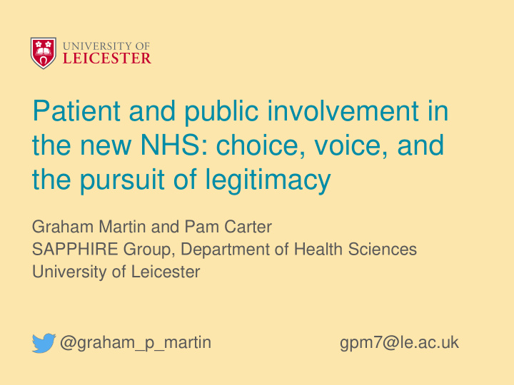 patient and public involvement in