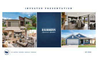 I N V E S T O R  P R E S E N T A T I O N  I  N  V  E  S  T  O  R  P  R  E  S  E  N  T  A  T  I  O