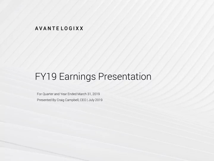 fy19 earnings presentation