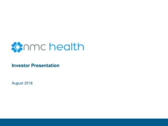 Investor Presentation  August 2018  Senior management presenting  Prasanth Manghat  CEO  Prashanth