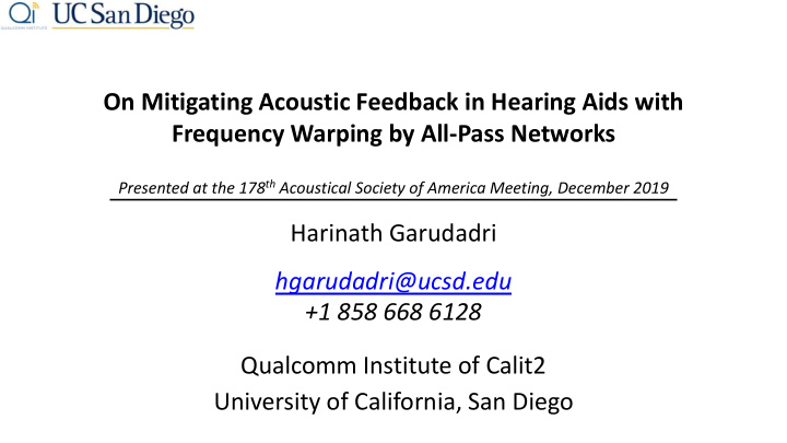 on mitigating acoustic feedback in hearing aids with