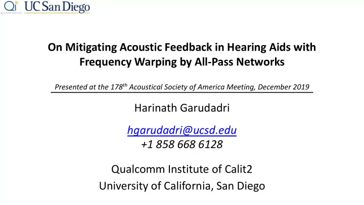 on mitigating acoustic feedback in hearing aids with