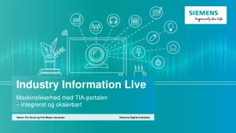 Industry Information Live  Maskinsikkerhed med TIA-portalen  integreret og skalerbart  Vrter
