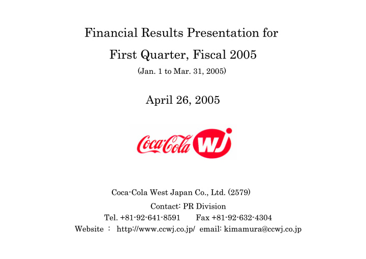 financial results presentation for financial results