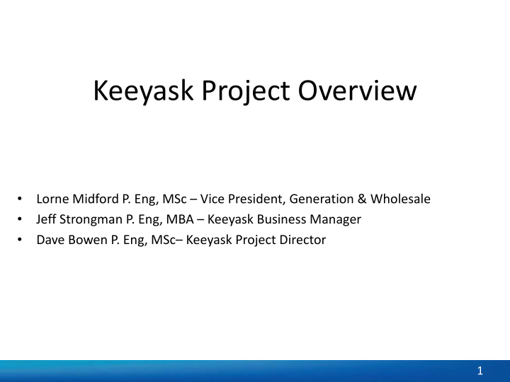 keeyask project overview