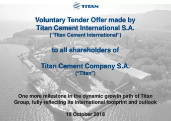 Voluntary Tender Offer made by  Titan Cement International S.A.  (Titan Cement International)