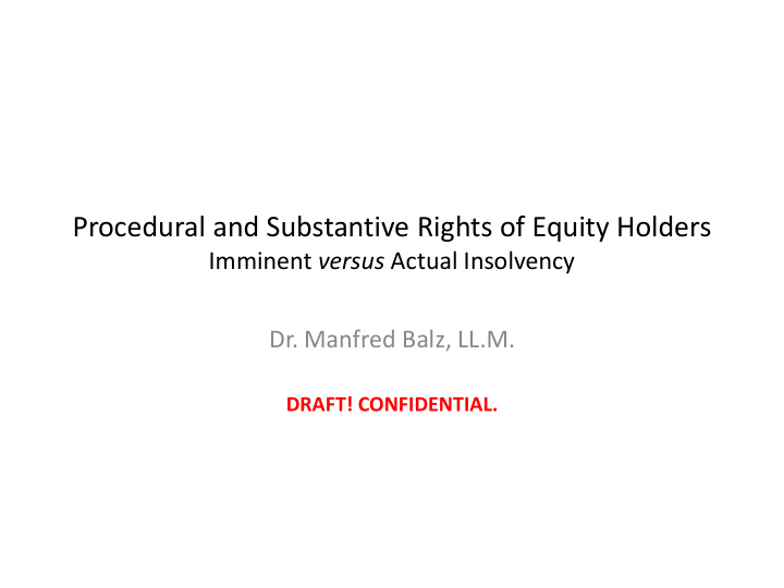 procedural and substantive rights of equity holders