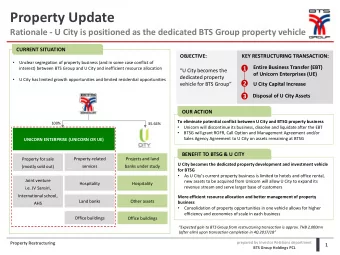 Property Update  Rationale - U City is positioned as the dedicated BTS Group property vehicle