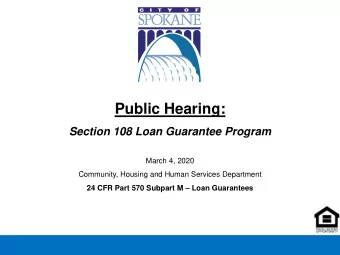 Public Hearing:  Section 108 Loan Guarantee Program  March 4, 2020  Community, Housing and Human