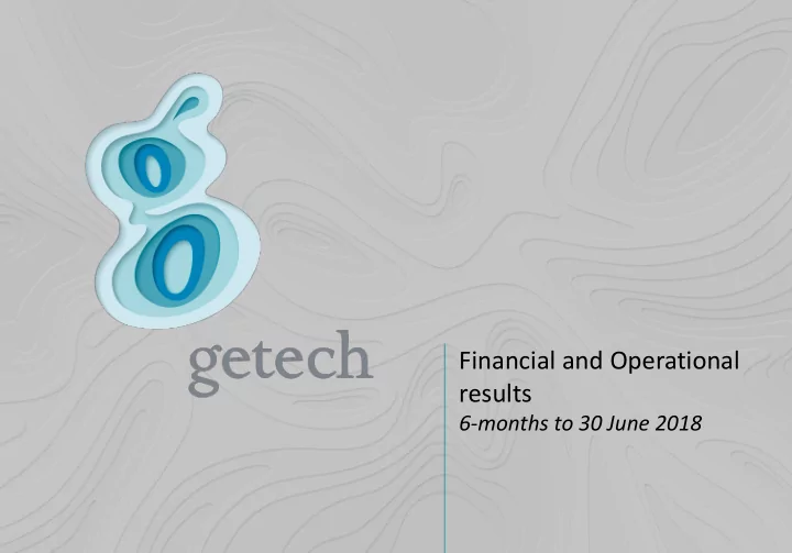 financial and operational results