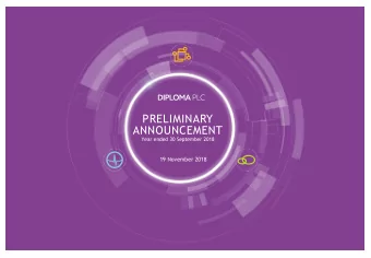 PRELIMINARY  ANNOUNCEMENT  Year ended 30 September 2018  19 November 2018  01  FULL YEAR RESULTS