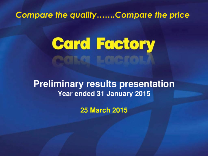 preliminary results presentation