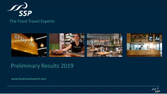 Preliminary Results 2019  www.foodtravelexperts.com  Presentation structure  1. Group highlights