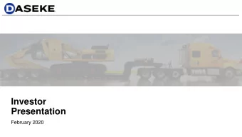 Presentation  February 2020  Important Disclaimers  Forward-Looking Statements This presentation