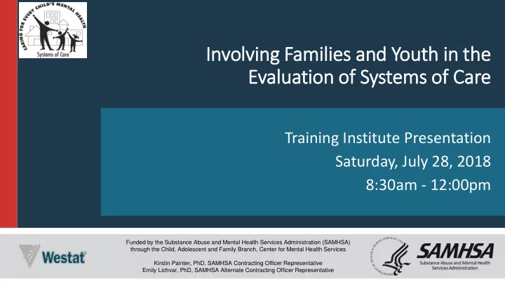 in involving families and youth in in the