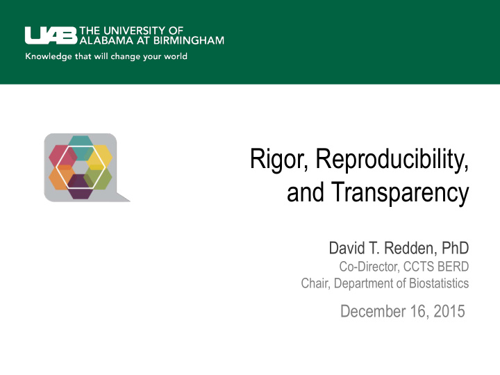 rigor reproducibility and transparency