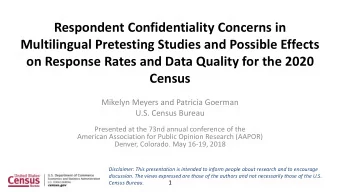 Respondent Confidentiality Concerns in  Multilingual Pretesting Studies and Possible Effects  on