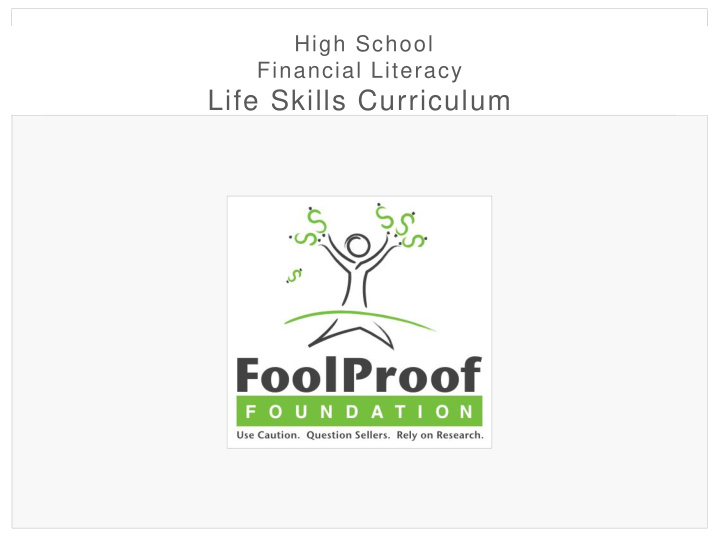 life skills curriculum add pix of home page of