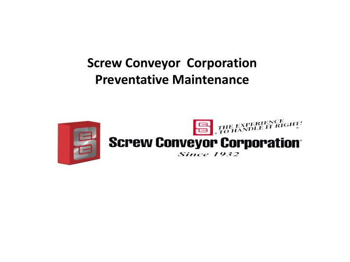 screw conveyor corporation preventative maintenance