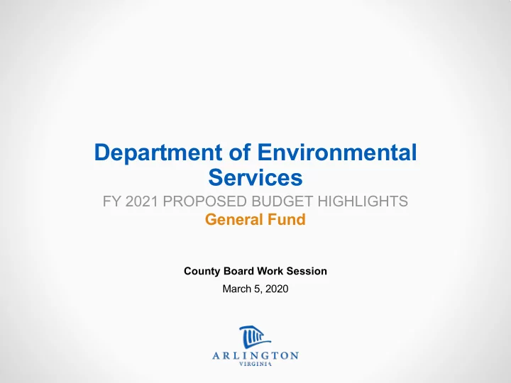 department of environmental services