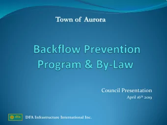 Town of  Aurora  Council Presentation April 16 th 2019  DFA Infrastructure International Inc.  dfa