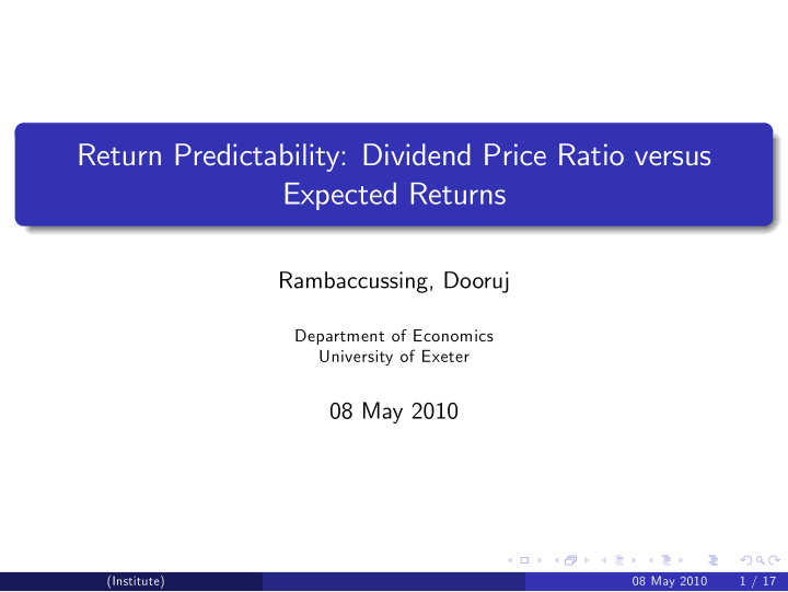 return predictability dividend price ratio versus