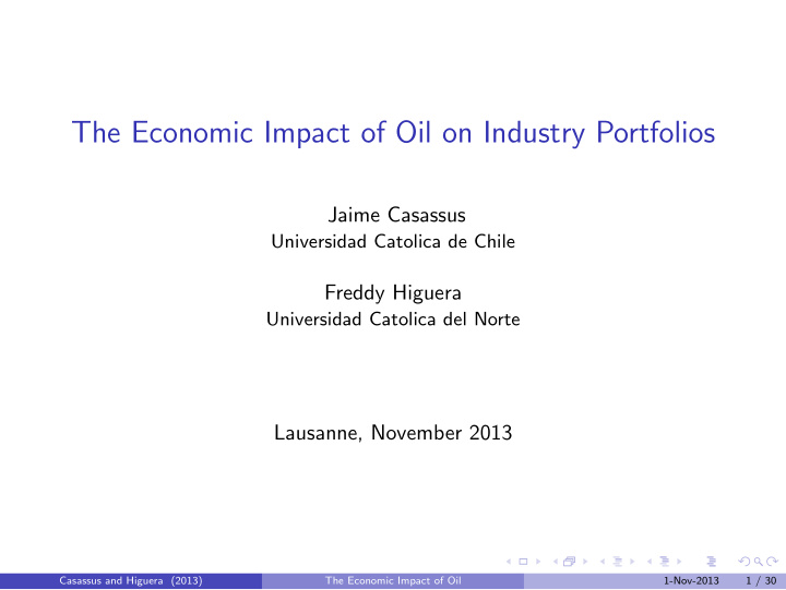the economic impact of oil on industry portfolios