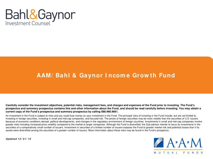 aam bahl gaynor i ncom e grow th fund