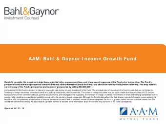 AAM/ Bahl &amp; Gaynor I ncom e Grow th Fund  Carefully consider the investment objectives,