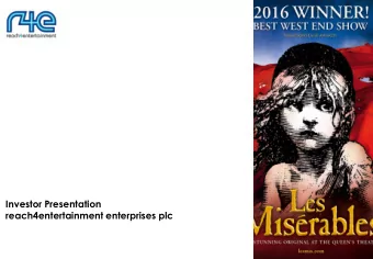 Investor Presentation  reach4entertainment enterprises plc  Oct 2016  Logo  Disclaimer The