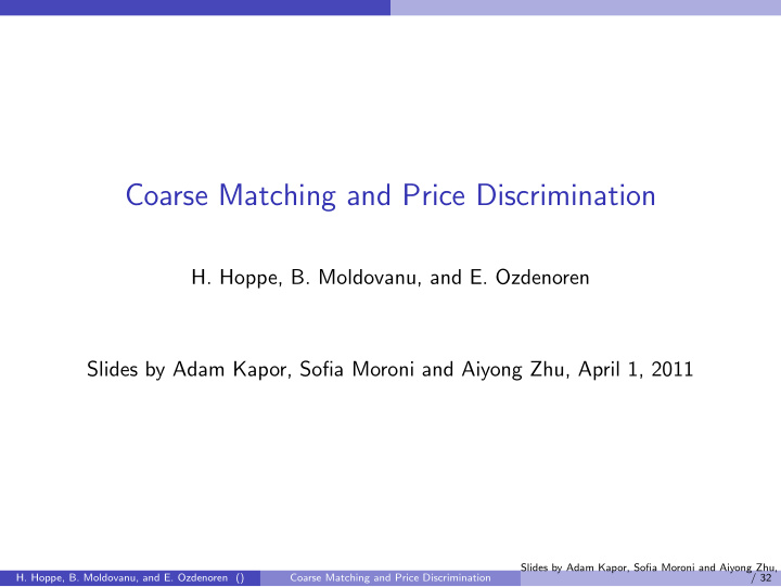 coarse matching and price discrimination