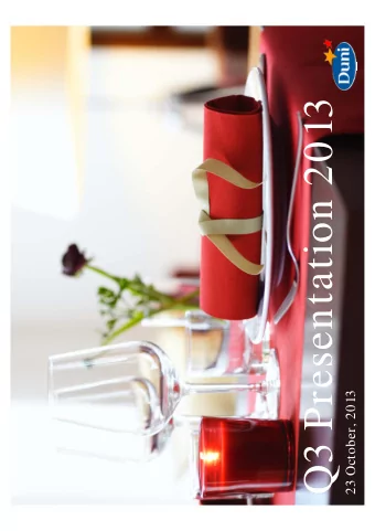 Q3 Presentation 2013  23 October, 2013  Disclaimer    This presentation has been prepared by