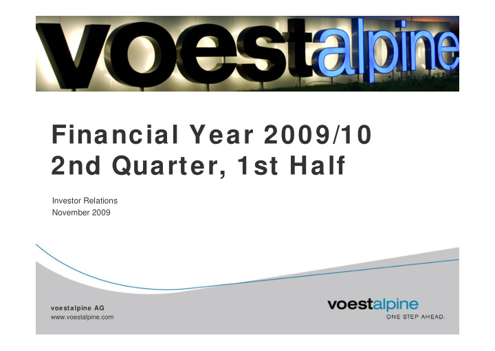 financial year 2009 10 2nd quarter 1st half