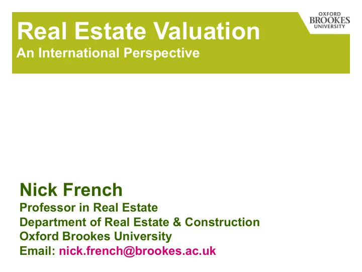 real estate valuation