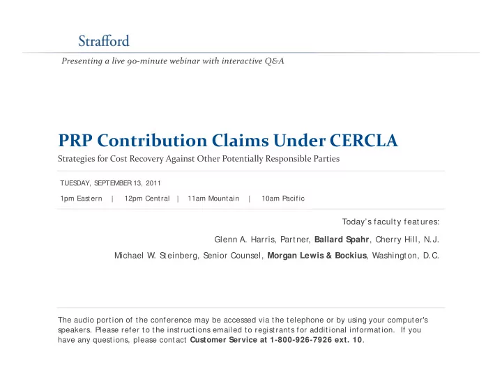 prp contribution claims under cercla