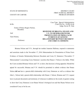 Case Type:  Special Administration  In Re:  Court File No.: 10-PR-16-46  Judge: Kevin W. Eide