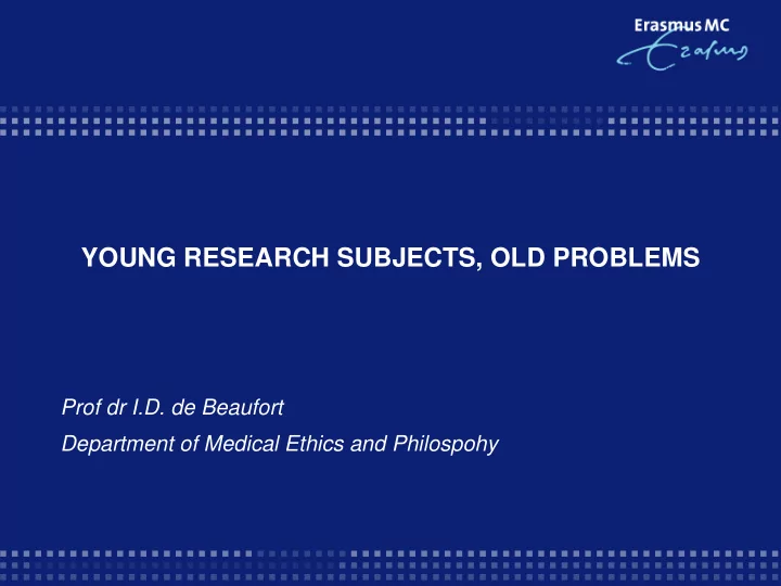 young research subjects old problems