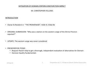 INTRODUCTION  Owner &amp; Resident in  THE PROMENADE, 416A St. Kilda Rd  ORIGINAL