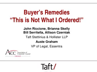 Buyers Remedies  This is Not What I Ordered!  John Riccione, Brianna Skelly  Bill