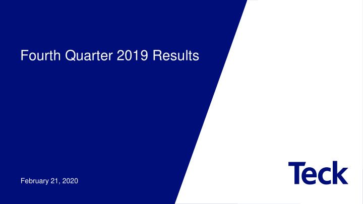 fourth quarter 2019 results