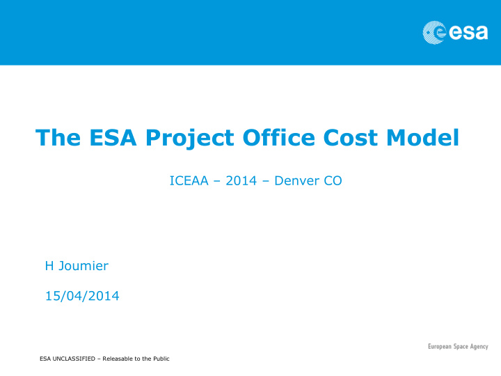 the esa project office cost model