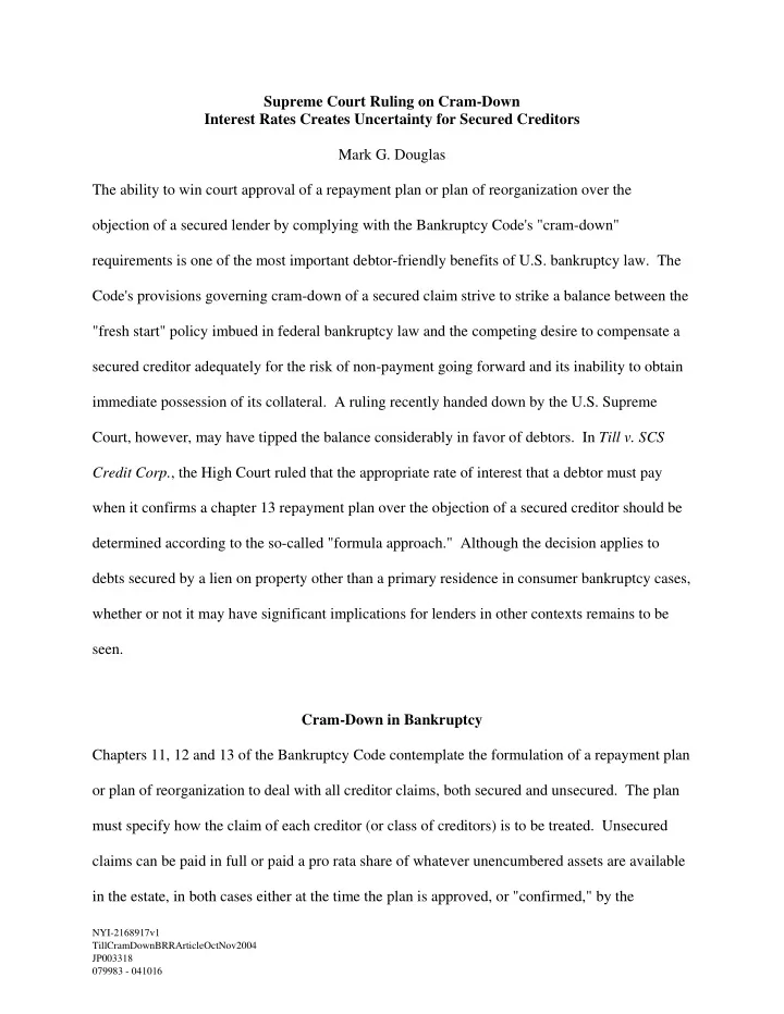 supreme court ruling on cram down interest rates creates