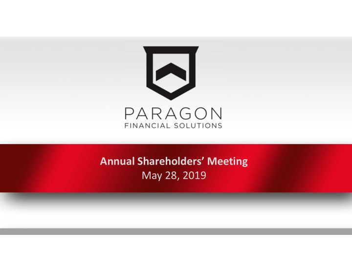 annual shareholders meeting may 28 2019 forw ard looking