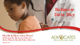Ba ltimo re  Da ta  Da y  He a lth &amp; E  duc a tio n Pa ne l  Al Pa ssa re lla , Re se a rc h