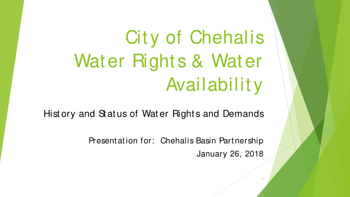 city of chehalis water rights water availability