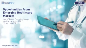 Emerging Healthcare  Markets  KraneShares Emerging Market  Healthcare Index ETF  (Ticker: KMED)