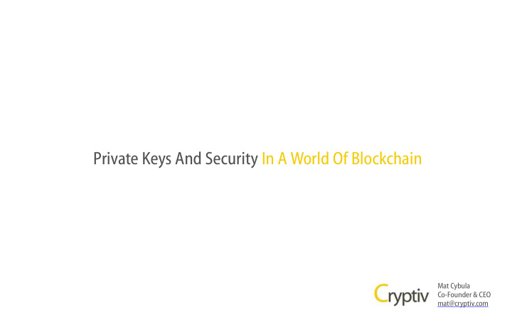 private keys and security in a world of blockchain