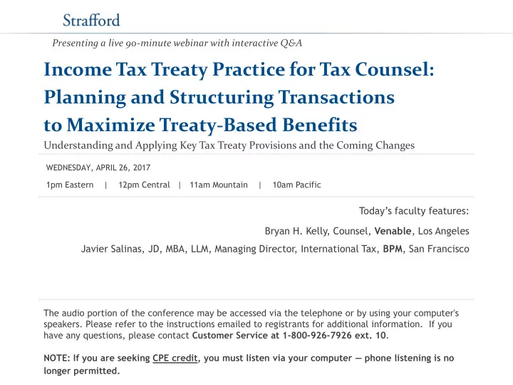 to maximize treaty based benefits