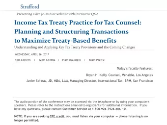 to Maximize Treaty-Based Benefits  Understanding and Applying Key Tax Treaty Provisions and the